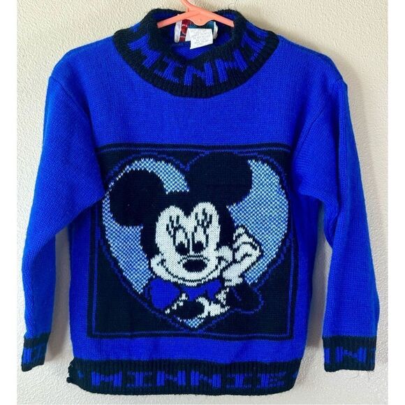 Vintage JetSet Mickey & Friends by Walt Disney Minnie Mouse Blue Kids Sweater S - Picture 1 of 10